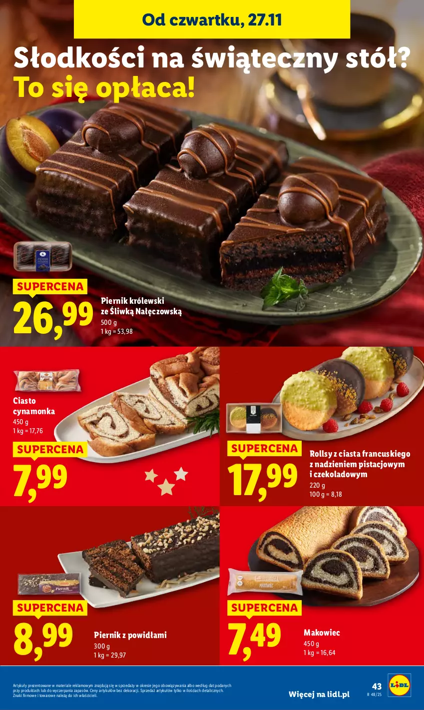 Gazetka promocyjna Lidl - GAZETKA - ważna 27.11 do 29.11.2025 - strona 43 - produkty: Królewski, Makowiec, Piernik, Stół