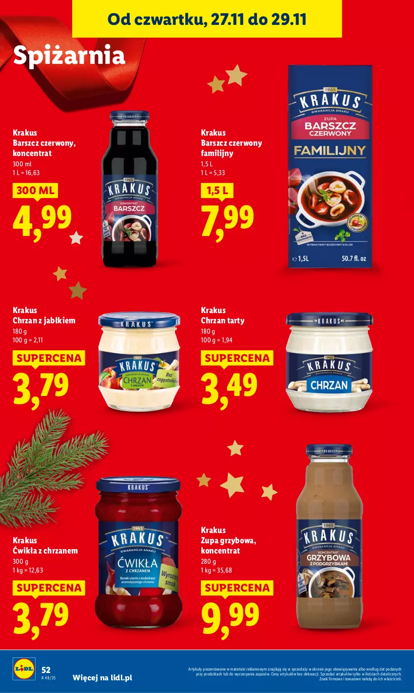Gazetka promocyjna Lidl - GAZETKA - ważna 27.11 do 29.11.2025 - strona 52 - produkty: Chrzan, Fa, Krakus, Zupa
