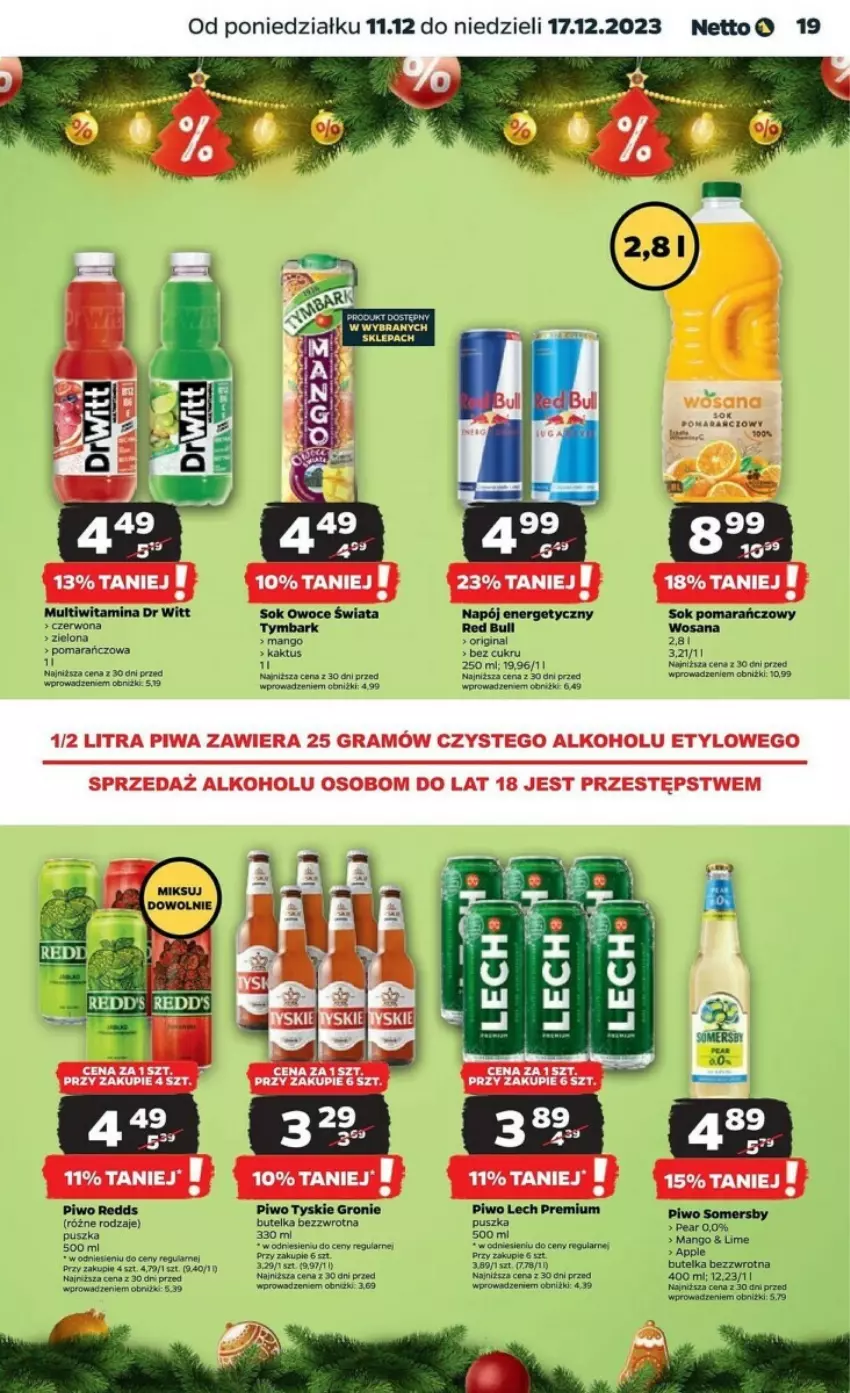 Gazetka promocyjna Netto - ważna 11.12 do 17.12.2023 - strona 11 - produkty: Gra, Kaktus, Lech Premium, Piwa, Piwo, Sok, Sok pomarańczowy, Tyskie