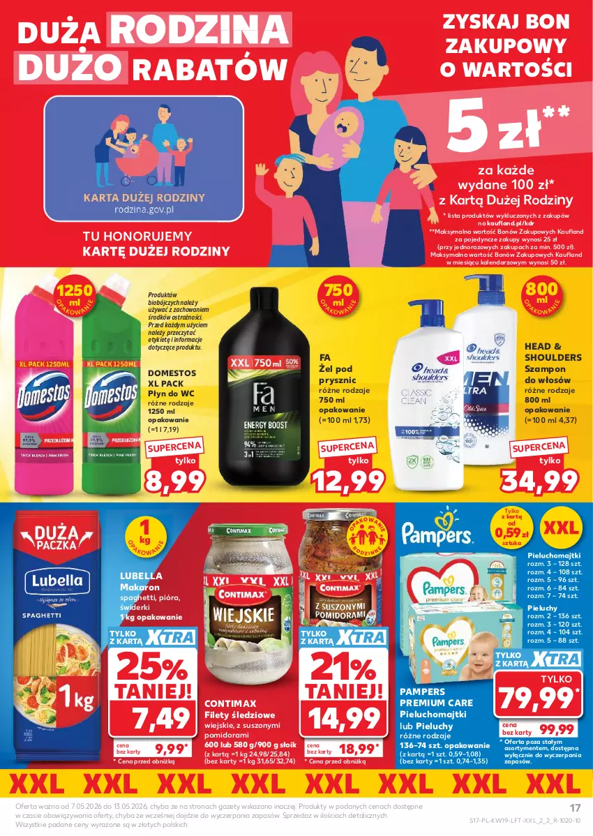 Gazetka promocyjna Kaufland - Gazetka tygodnia - ważna 07.05 do 13.05.2026 - strona 17 - produkty: Bell, Bella, Domestos, Fa, Kalendarz, Lubella, Majtki, Makaron, Pampers, Pieluchomajtki, Pieluchy, Płyn do wc, Spaghetti, Szampon