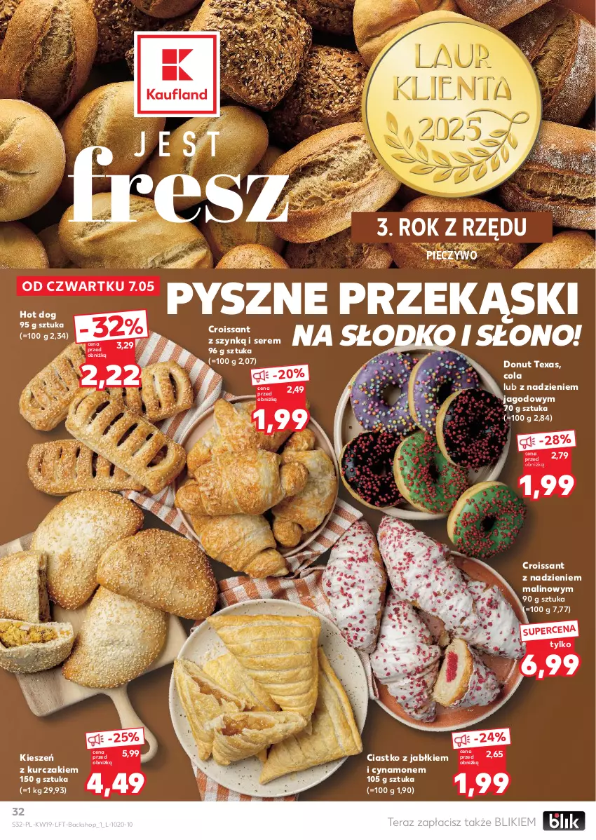 Gazetka promocyjna Kaufland - Gazetka tygodnia - ważna 07.05 do 13.05.2026 - strona 32 - produkty: Croissant, Donut, Hot dog, Kurczak, Piec, Pieczywo, Ser, Tera