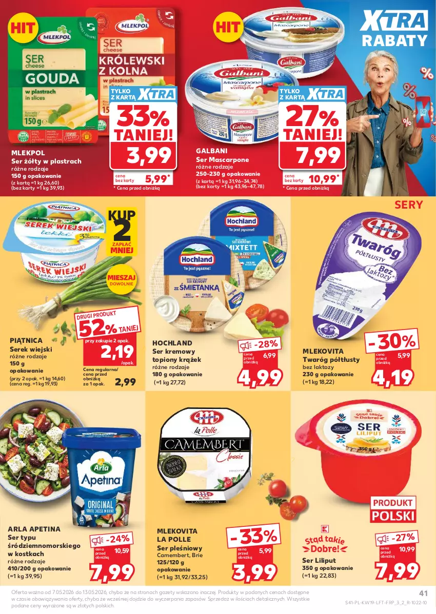 Gazetka promocyjna Kaufland - Gazetka tygodnia - ważna 07.05 do 13.05.2026 - strona 41 - produkty: Brie, Camembert, Galbani, Hochland, Mascarpone, Mleko, Mlekovita, Piątnica, Ser, Ser pleśniowy, Serek, Serek wiejski, Top, Twaróg, Twaróg półtłusty