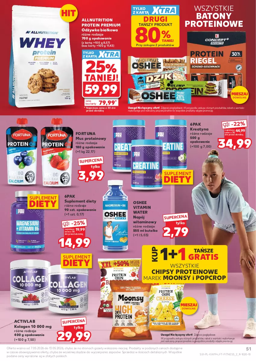 Gazetka promocyjna Kaufland - Gazetka tygodnia - ważna 07.05 do 13.05.2026 - strona 51 - produkty: Baton, Chipsy, Fortuna, Gra, Kolagen, Mus, Napój, Odżywka, Oshee, Por, Suplement diety, Waga