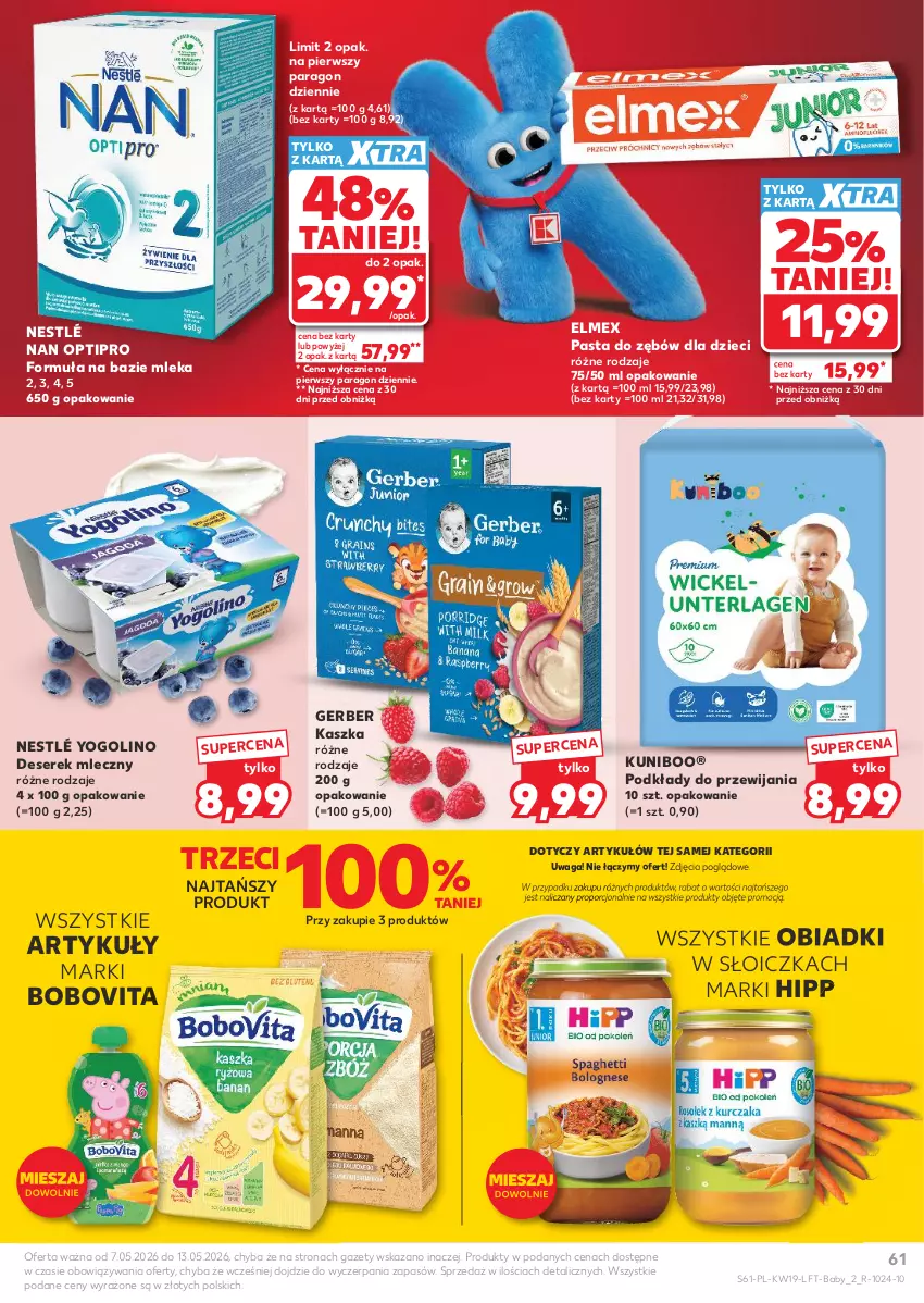 Gazetka promocyjna Kaufland - Gazetka tygodnia - ważna 07.05 do 13.05.2026 - strona 61 - produkty: BoboVita, Deser, Dzieci, Elmex, Gerber, HiPP, NAN Optipro, Nestlé, Pasta do zębów, Podkład, Por, Ser, Serek, Waga