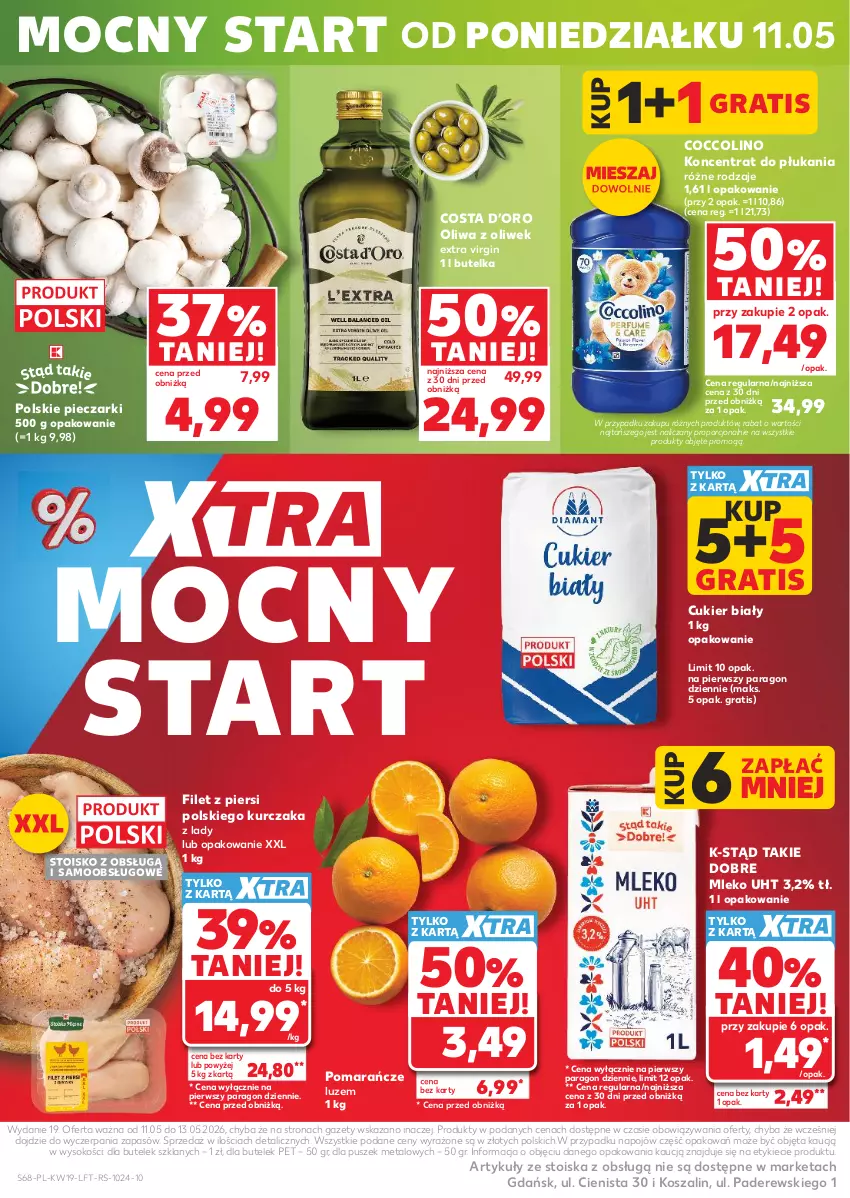 Gazetka promocyjna Kaufland - Gazetka tygodnia - ważna 07.05 do 13.05.2026 - strona 68 - produkty: Coccolino, Cukier, Gin, Gra, Kosz, Kurczak, Mleko, Oliwa, Oliwa z oliwek, Piec, Pomarańcze, Por, Sok, Szal