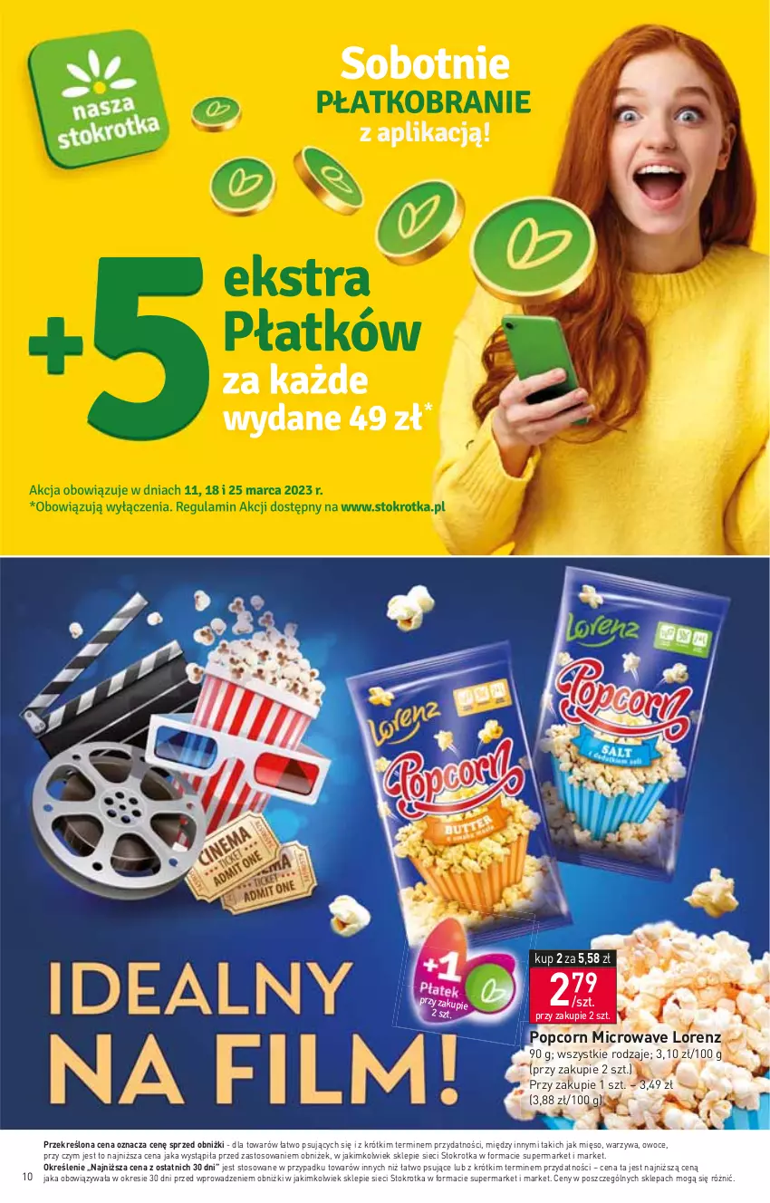 Gazetka promocyjna Stokrotka - Supermarket - ważna 09.03 do 15.03.2023 - strona 10 - produkty: Lorenz, Mięso, Owoce, Popcorn, Warzywa