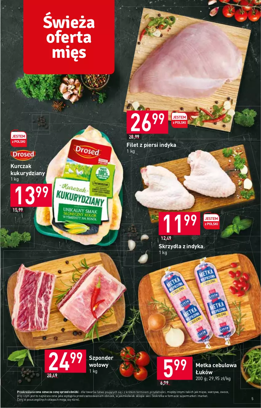 Gazetka promocyjna Stokrotka - Supermarket - ważna 09.03 do 15.03.2023 - strona 5 - produkty: Filet z piersi indyka, Kurczak, Mięso, Owoce, Szponder wołowy, Warzywa