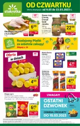 Gazetka promocyjna Stokrotka - Supermarket - Gazetka - ważna od 15.03 do 15.03.2023 - strona 1 - produkty: Kurczak, Warzywa, Cytryny, Chipsy, Kawa, Mlekovita, Tarczyński, Owoce, Kabanos, Jacobs, Masło, Lay’s, Mięso, Mleko
