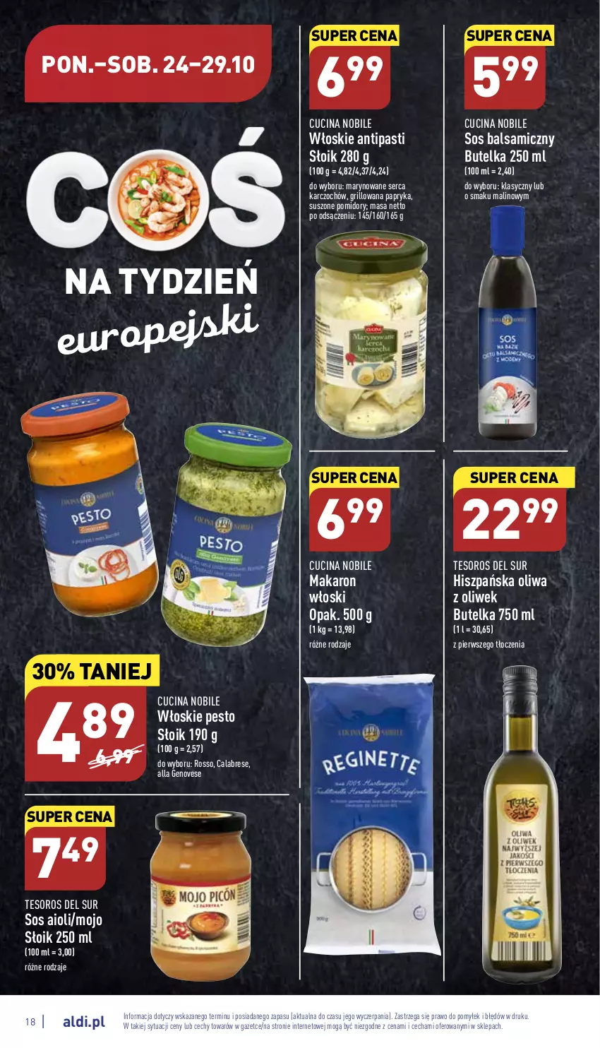 Gazetka promocyjna Aldi - Pełny katalog - ważna 24.10 do 29.10.2022 - strona 18 - produkty: Grill, Makaron, Oliwa, Oliwa z oliwek, Papryka, Pesto, Pomidory, Ser, Sos, Suszone pomidory