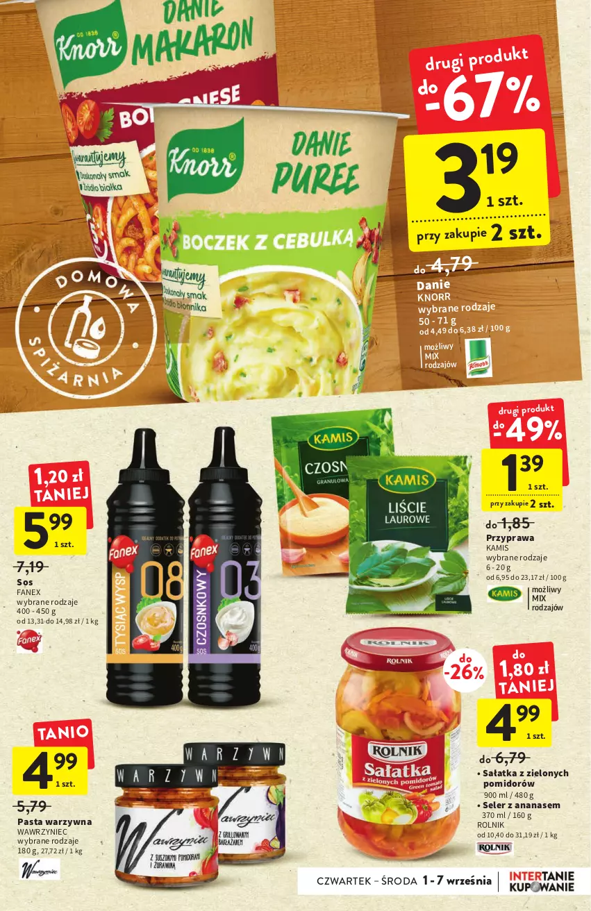 Gazetka promocyjna Intermarche - Gazetka Intermarche - ważna 01.09 do 07.09.2022 - strona 25 - produkty: Ananas, Fa, Kamis, Knorr, Pasta warzywna, Rolnik, Sałat, Sałatka, Sos