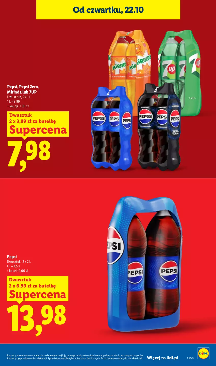Gazetka promocyjna Lidl - Gazetka - ważna 22.10 do 24.10.2026 - strona 31 - produkty: 7up, Mirinda, Pepsi