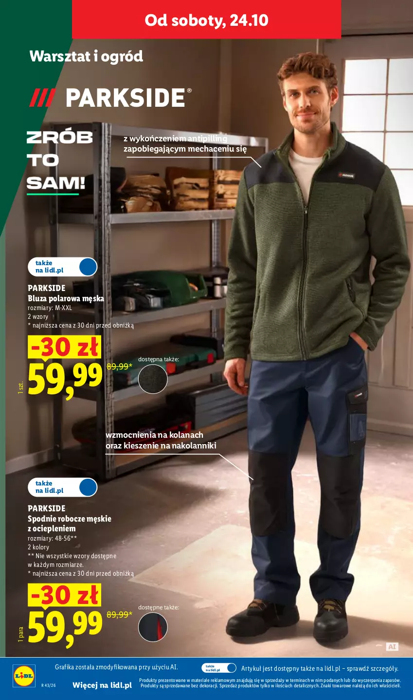 Gazetka promocyjna Lidl - Gazetka - ważna 22.10 do 24.10.2026 - strona 42 - produkty: Bluza, Bluza polarowa, Gra, Grafika, LANA, Ogród, Parkside, Spodnie