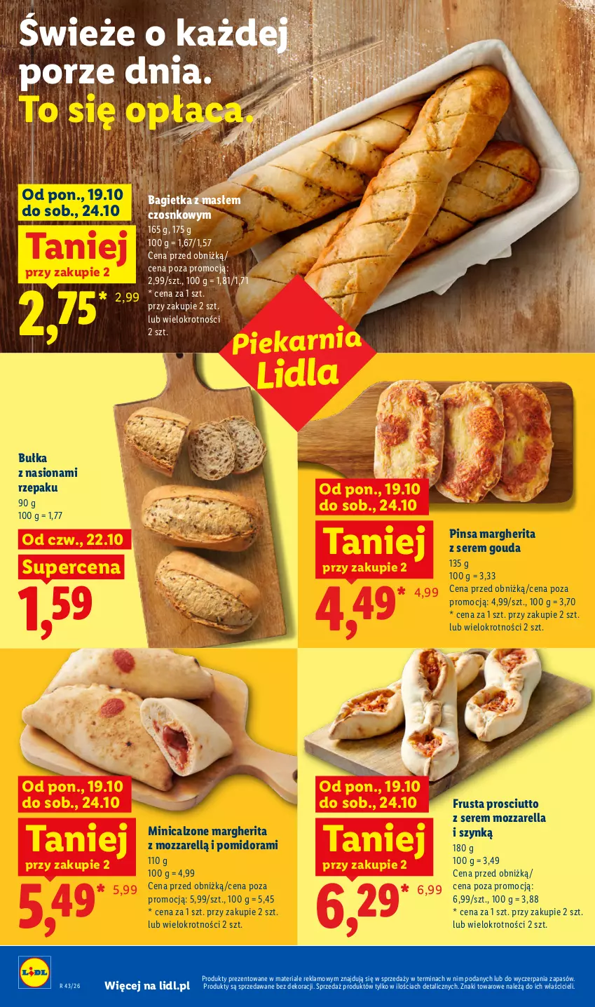 Gazetka promocyjna Lidl - Gazetka - ważna 22.10 do 24.10.2026 - strona 54 - produkty: Bagietka, Bułka, Gouda, Mozzarella, Por, Prosciutto, Rust, Ser