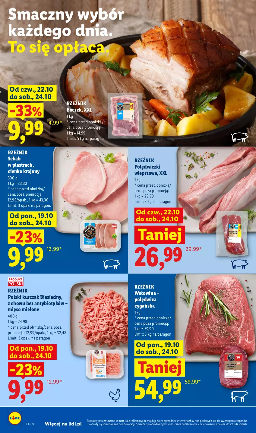 Gazetka promocyjna Lidl - Gazetka - ważna 22.10 do 24.10.2026 - strona 58 - produkty: Boczek, Kurczak, Mięso, Mięso mielone, Polędwica, Wołowina