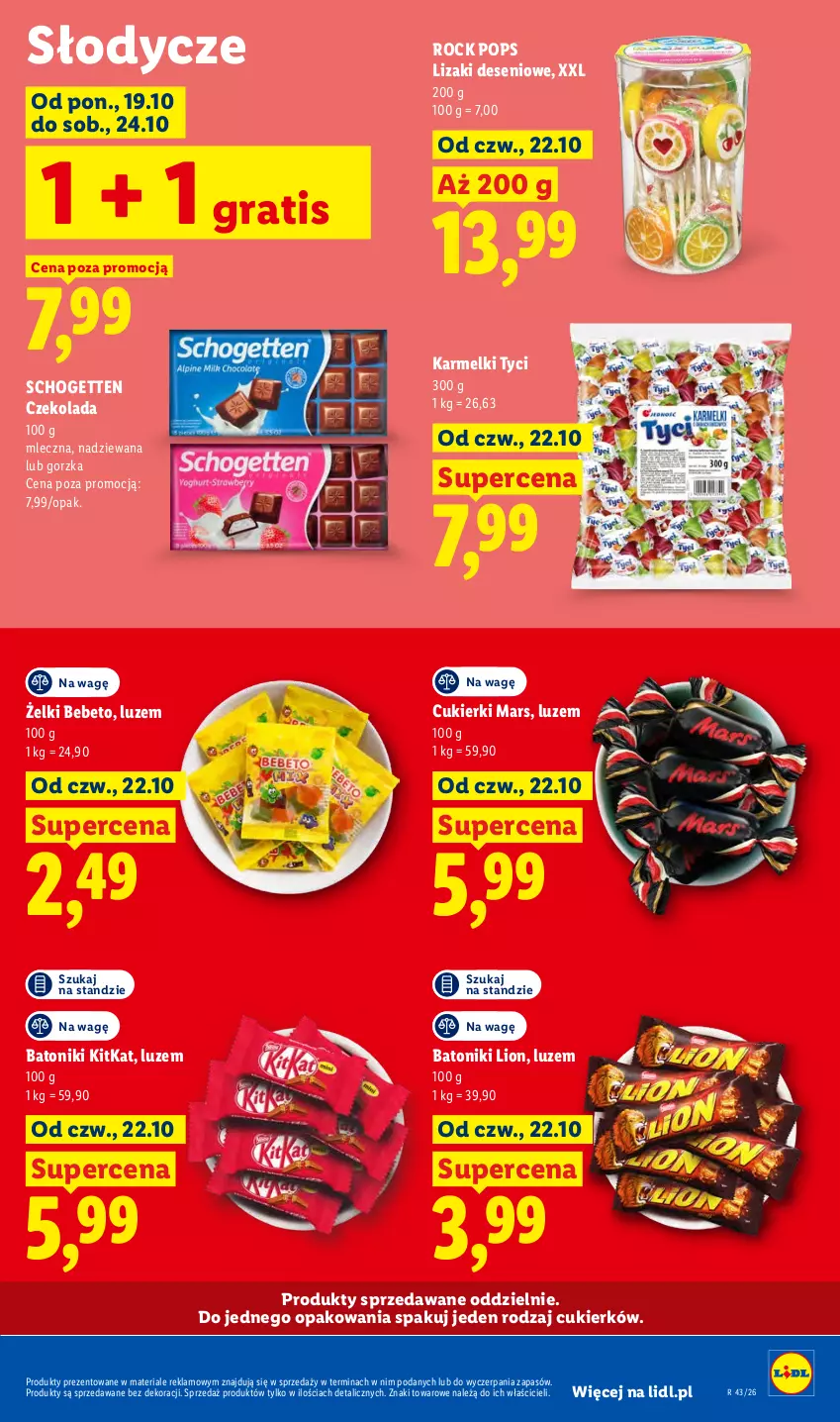 Gazetka promocyjna Lidl - Gazetka - ważna 22.10 do 24.10.2026 - strona 73 - produkty: Baton, Cukier, Cukierki, Czekolada, Gra, Lion, Lizaki, Mars, Schogetten, Tonik