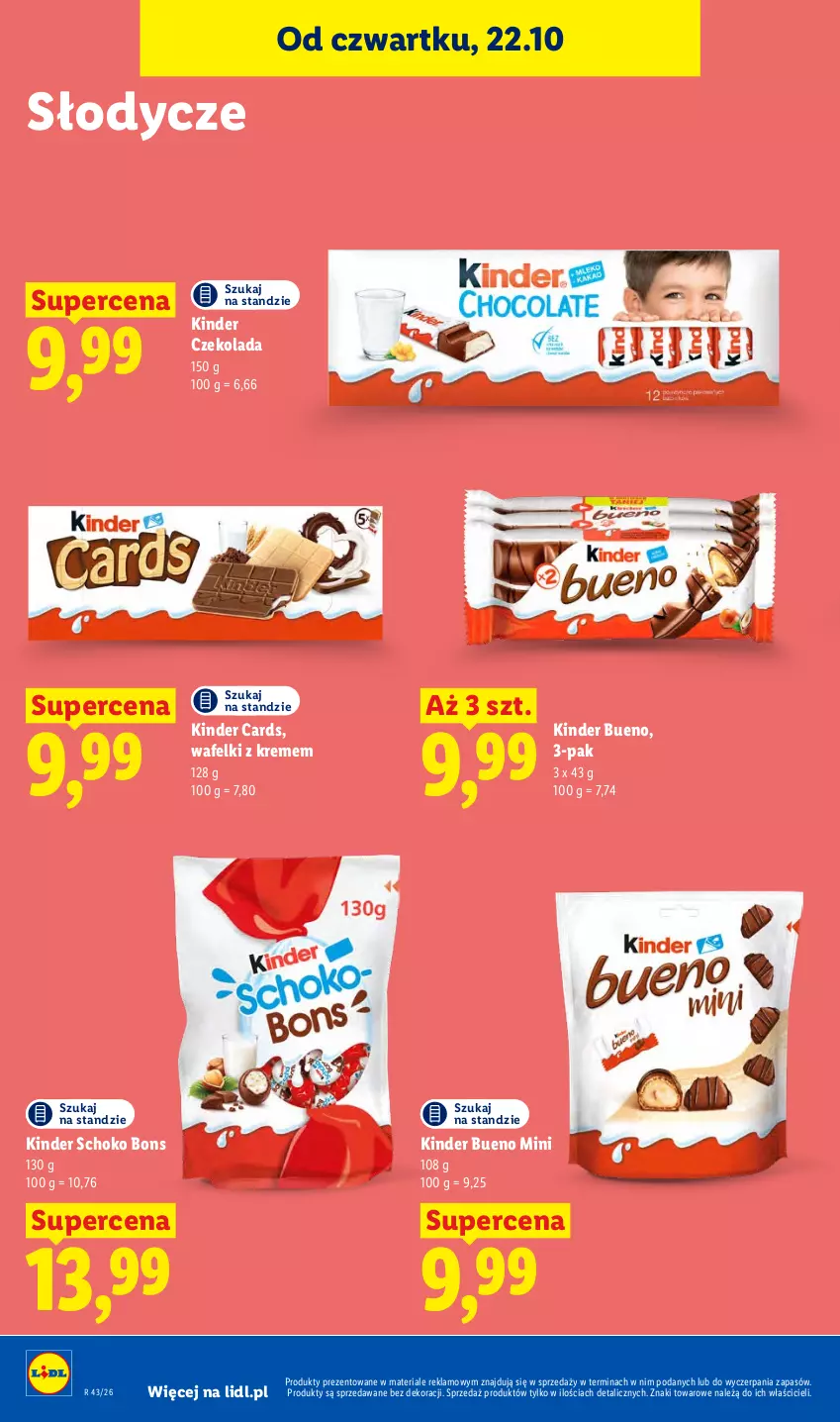 Gazetka promocyjna Lidl - Gazetka - ważna 22.10 do 24.10.2026 - strona 74 - produkty: Czekolada, Kinder, Kinder Bueno