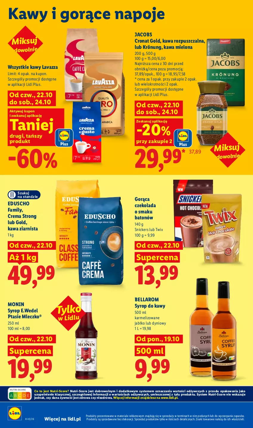 Gazetka promocyjna Lidl - Gazetka - ważna 22.10 do 24.10.2026 - strona 78 - produkty: Baton, Bell, Bella, Czekolada, Fa, Jacobs, Kawa, Kawa mielona, Kawa rozpuszczalna, Kawa ziarnista, Lavazza, Mleczko, Napoje, Ptasie mleczko, Snickers, Syrop, Twix