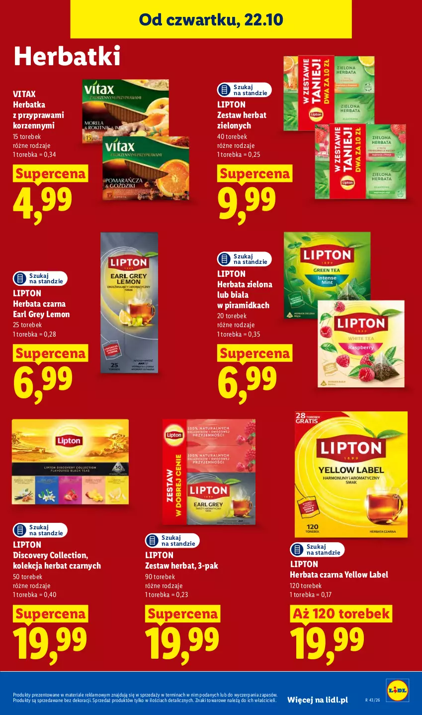 Gazetka promocyjna Lidl - Gazetka - ważna 22.10 do 24.10.2026 - strona 79 - produkty: Discover, Earl Grey, Herbata, Herbata czarna, Lipton, Torebka, Vitax