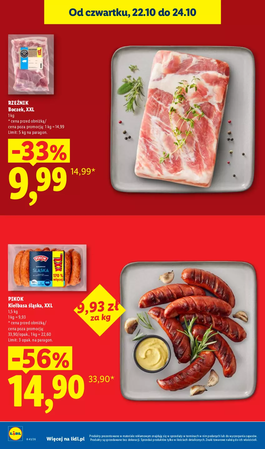 Gazetka promocyjna Lidl - Gazetka - ważna 22.10 do 24.10.2026 - strona 8 - produkty: Boczek, Kiełbasa, Kiełbasa śląska, PIKOK