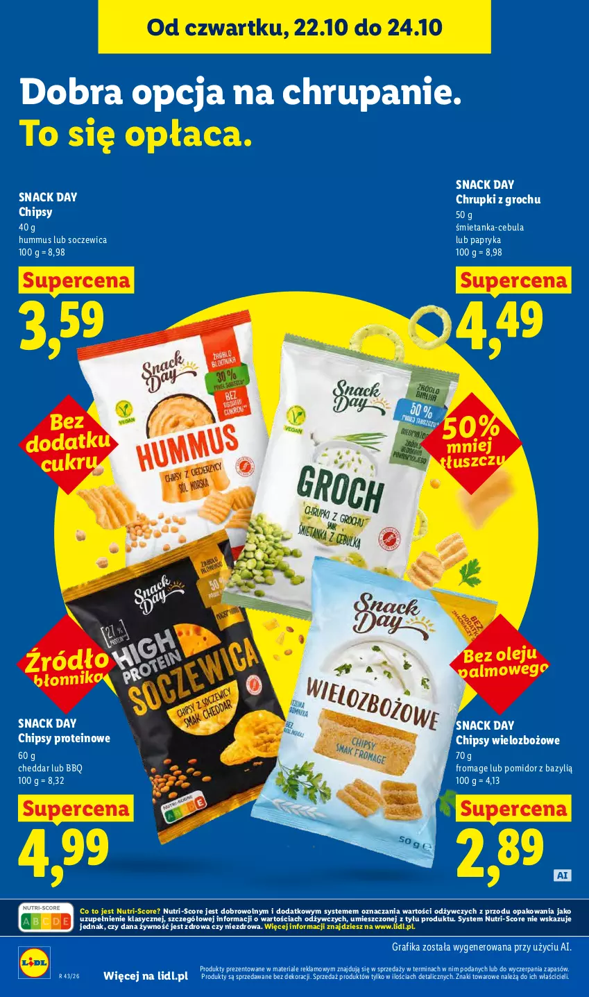 Gazetka promocyjna Lidl - Gazetka - ważna 22.10 do 24.10.2026 - strona 82 - produkty: Bazyl, Cebula, Cheddar, Chipsy, Chrupki, Gra, Grafika, Groch, Hummus, Mus, Olej, Papryka