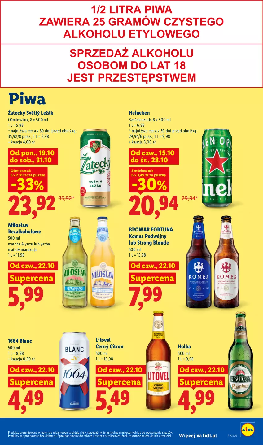 Gazetka promocyjna Lidl - Gazetka - ważna 22.10 do 24.10.2026 - strona 89 - produkty: Fortuna, Heineken, Piwa