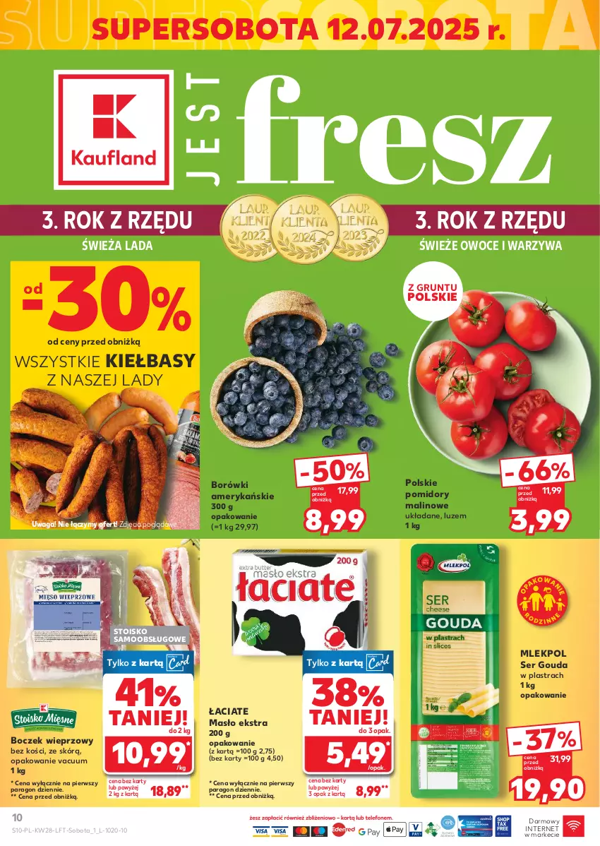 Gazetka promocyjna Kaufland - Gazetka tygodnia - ważna 10.07 do 16.07.2025 - strona 10 - produkty: Boczek, Boczek wieprzowy, Gouda, Grunt, Masło, Owoce, Pomidory, Ser, Waga, Warzywa