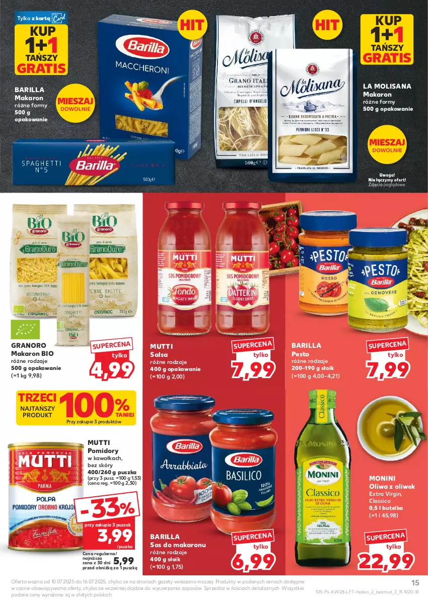 Gazetka promocyjna Kaufland - Gazetka tygodnia - ważna 10.07 do 16.07.2025 - strona 15 - produkty: Barilla, Gin, Gra, Isana, Kawa, Makaron, Monini, Oliwa, Oliwa z oliwek, Pesto, Pomidory, Pomidory w kawałkach, Salsa, Sos, Sos do makaronu, Waga