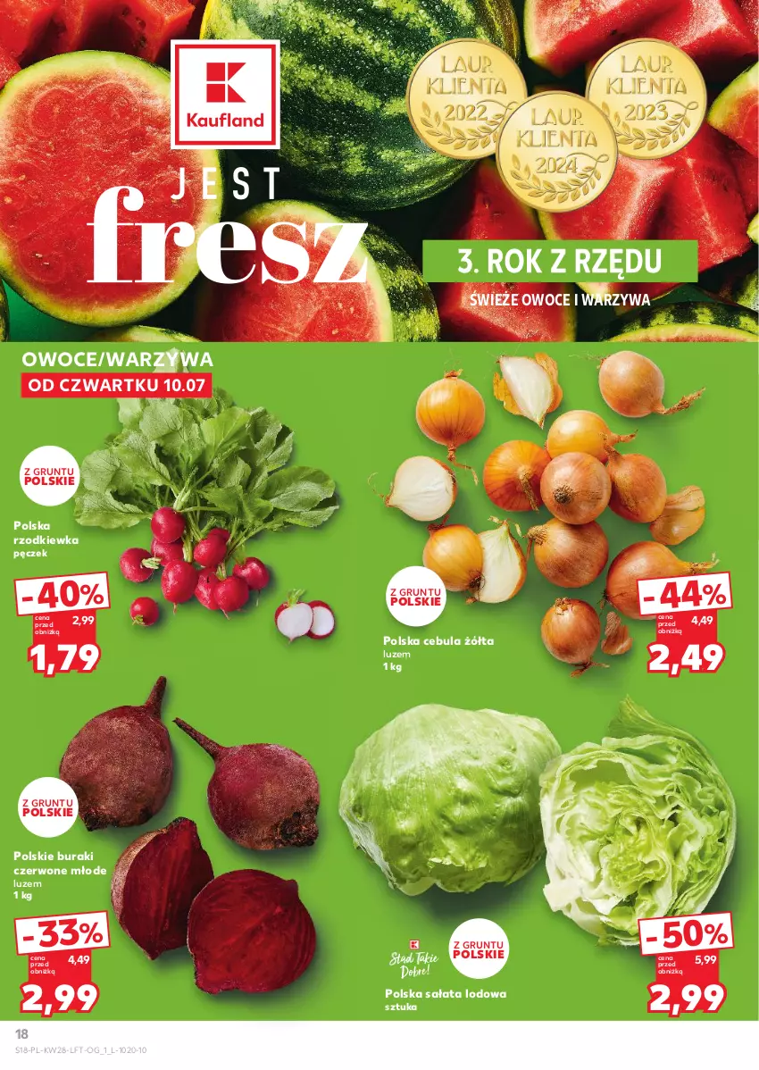 Gazetka promocyjna Kaufland - Gazetka tygodnia - ważna 10.07 do 16.07.2025 - strona 18 - produkty: Buraki, Cebula, Grunt, Owoce, Rzodkiewka, Sałat, Sałata lodowa, Warzywa