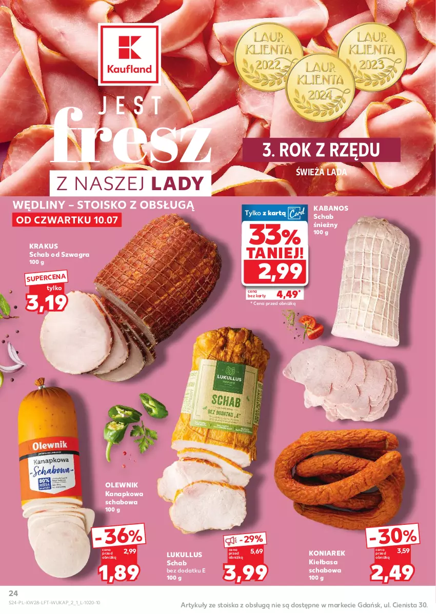 Gazetka promocyjna Kaufland - Gazetka tygodnia - ważna 10.07 do 16.07.2025 - strona 24 - produkty: Gra, Kabanos, Kiełbasa, Kiełbasa schabowa, Krakus, Olewnik