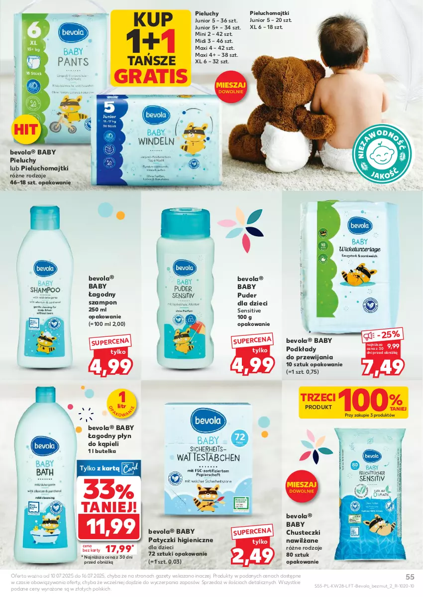 Gazetka promocyjna Kaufland - Gazetka tygodnia - ważna 10.07 do 16.07.2025 - strona 55 - produkty: Chusteczki, Dzieci, Gra, Majtki, Pieluchomajtki, Pieluchy, Płyn do kąpieli, Podkład, Puder, Szampon