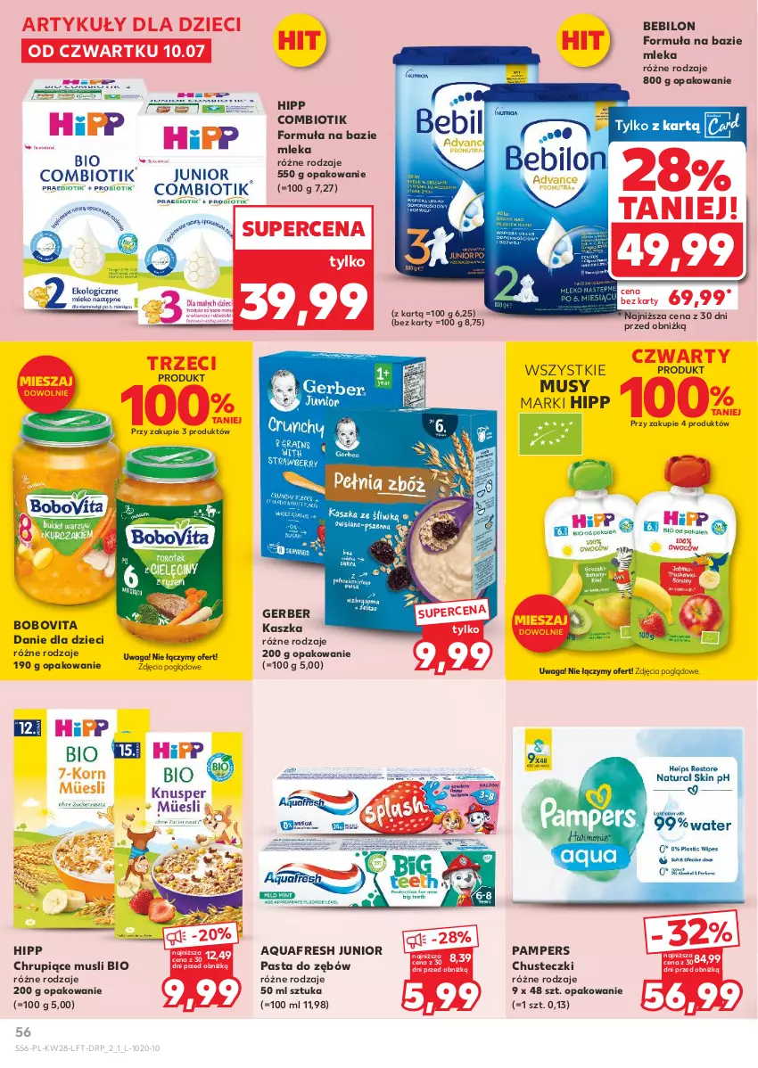 Gazetka promocyjna Kaufland - Gazetka tygodnia - ważna 10.07 do 16.07.2025 - strona 56 - produkty: Aquafresh, BEBILON, BoboVita, Chusteczki, Danie dla dzieci, Dzieci, Gerber, HiPP, Mus, Pampers, Pasta do zębów, Waga