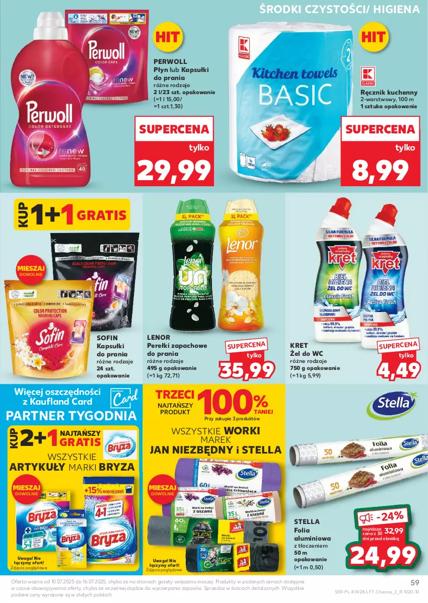 Gazetka promocyjna Kaufland - Gazetka tygodnia - ważna 10.07 do 16.07.2025 - strona 59 - produkty: Bryza, Folia aluminiowa, Gra, Jan Niezbędny, Kapsułki do prania, Kret, Lenor, Perełki zapachowe, Perwoll, Ręcznik, Ręcznik kuchenny, Waga