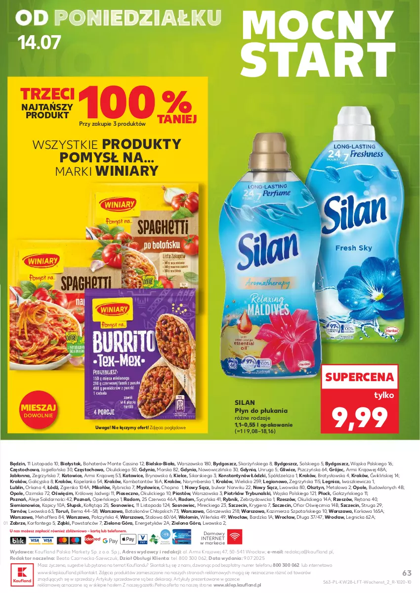 Gazetka promocyjna Kaufland - Gazetka tygodnia - ważna 10.07 do 16.07.2025 - strona 63 - produkty: Dres, Fa, Lion, Monte, Orka, Piast, Płyn do płukania, Silan, Sos, Telefon, Top, Waga, Winiary
