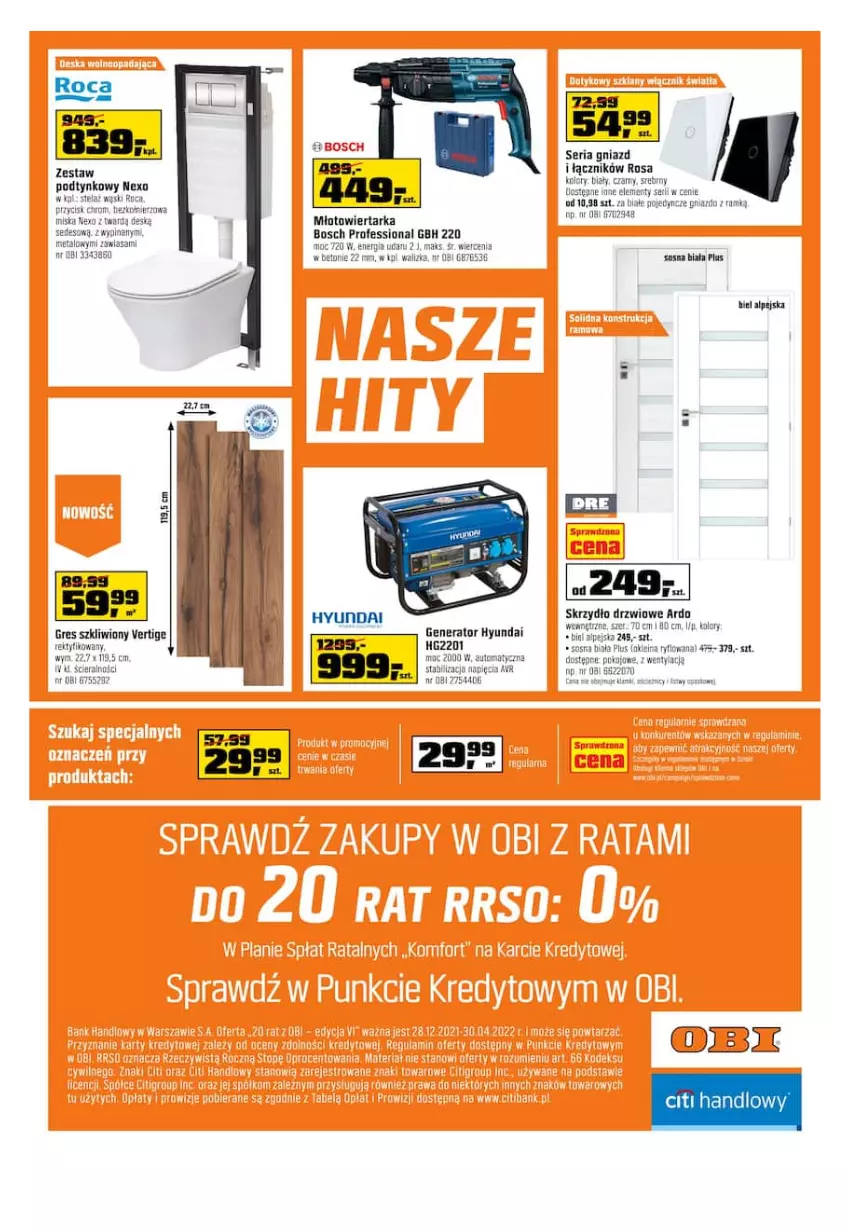 Gazetka promocyjna Obi - Gazetka OBI - ważna 16.02 do 01.03.2022 - strona 20 - produkty: Bosch, Drzwi, Gres, Gres szkliwiony, Młot, Młotowiertarka, Ser, Seria gniazd i łączników, Skrzydło drzwiowe, Sos, Tarka, Walizka, Wiertarka