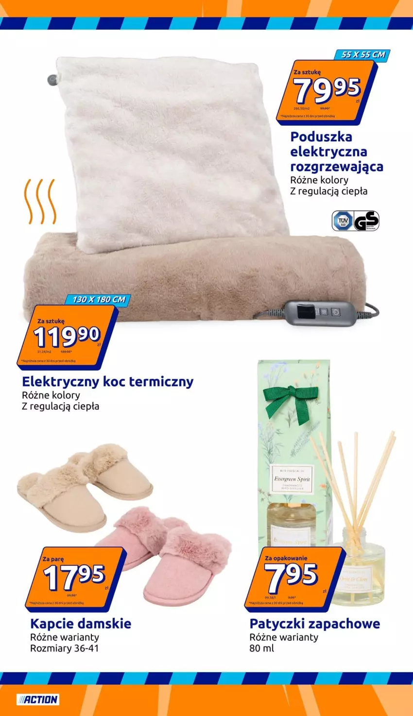 Gazetka promocyjna Action - Gazetka tydzień 39 2026 - ważna 23.09 do 29.09.2026 - strona 12 - produkty: Elektryczny koc, Kapcie, Koc, Poduszka, Poduszka elektryczna