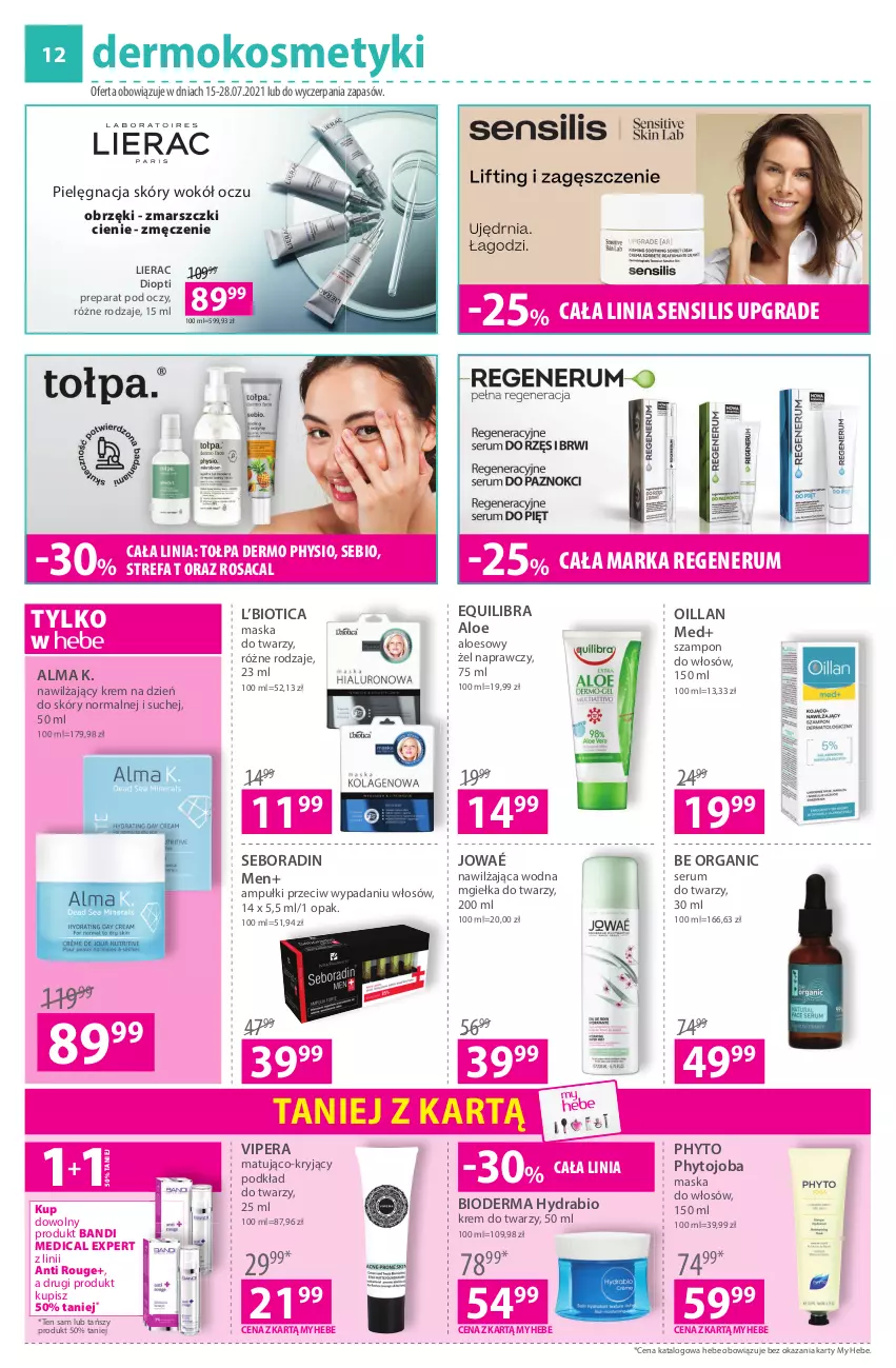 Gazetka promocyjna Hebe - ważna 15.07 do 28.07.2021 - strona 12 - produkty: Bandi, Bioderma, Fa, Gra, Krem do twarzy, Krem na dzień, Lierac, Mars, Maska, Maska do twarzy, Maska do włosów, Mgiełka do twarzy, Oillan, Phyto, Pielęgnacja skóry, Podkład, Podkład do twarzy, Rum, Seboradin, Ser, Serum, Serum do twarzy, Szampon, Tołpa