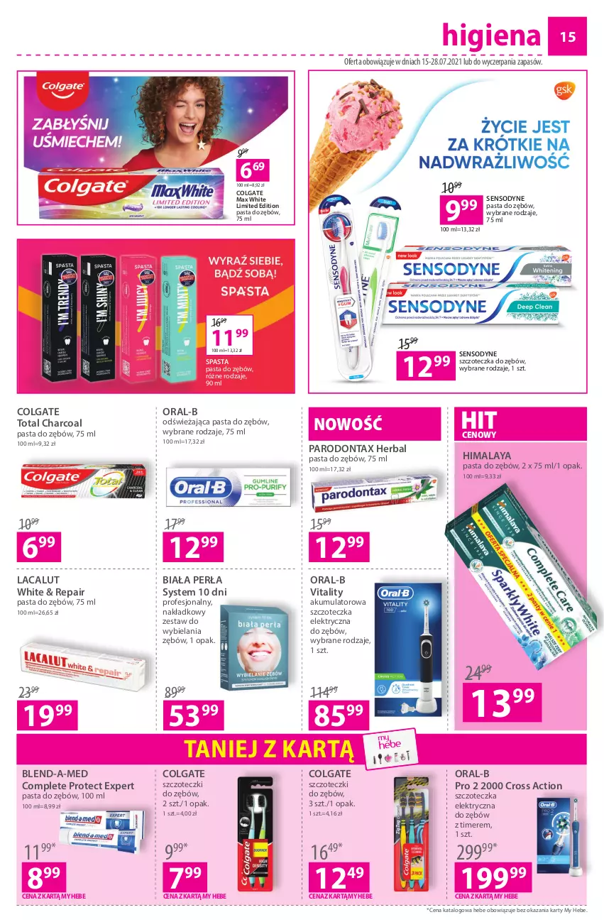 Gazetka promocyjna Hebe - ważna 15.07 do 28.07.2021 - strona 15 - produkty: Akumulator, Blend-a-Med, Colgate, Colgate Total, Himalaya, Lacalut, LG, Parodontax, Pasta do zębów, Perła, Sensodyne, Szczoteczka, Szczoteczka do zębów