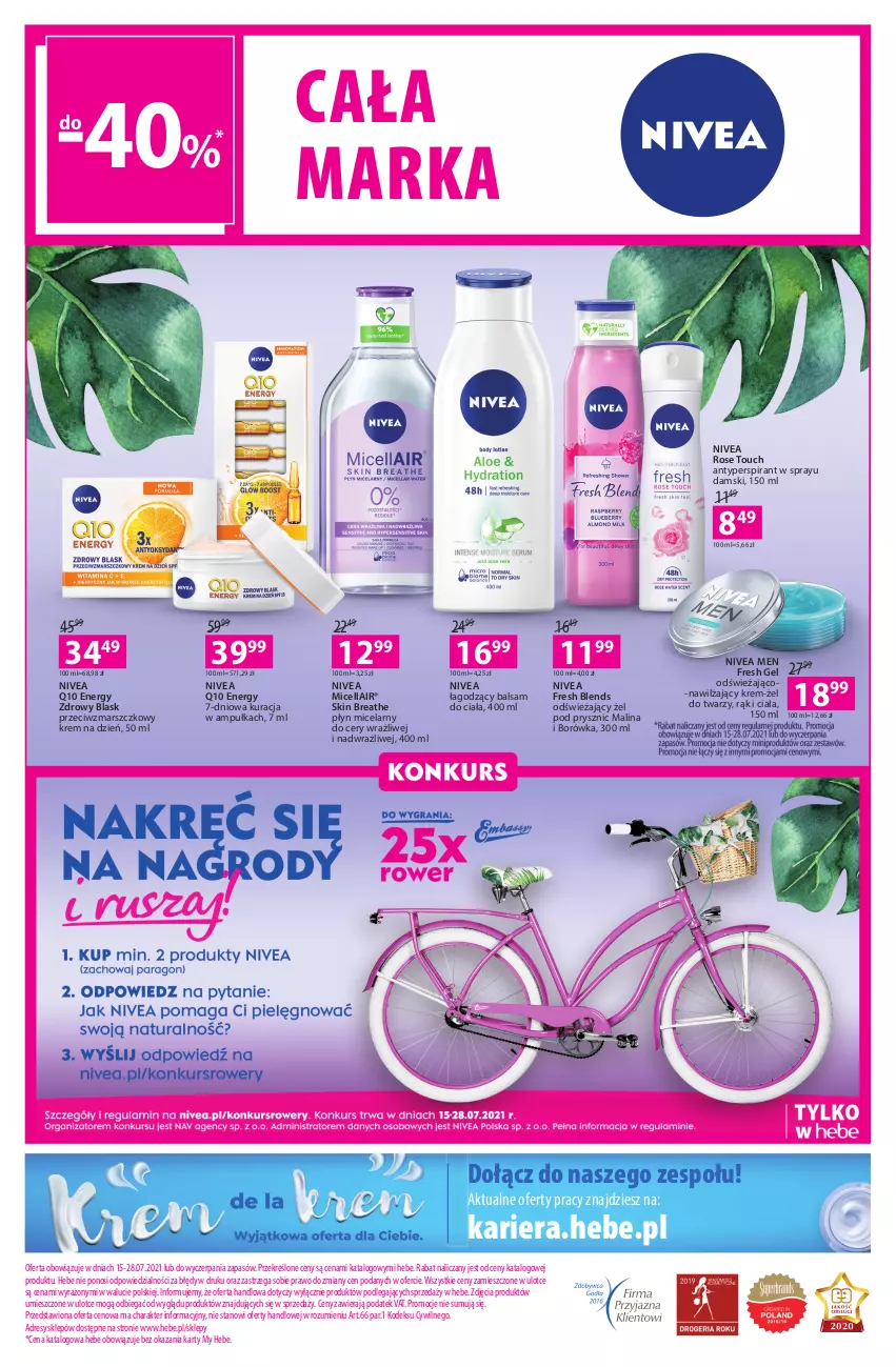 Gazetka promocyjna Hebe - ważna 15.07 do 28.07.2021 - strona 16 - produkty: Antyperspirant, Balsam do ciała, Borówka, Dres, Krem na dzień, Mars, Nivea, Nivea Men, Nivea Q10, O nas, Płyn micelarny