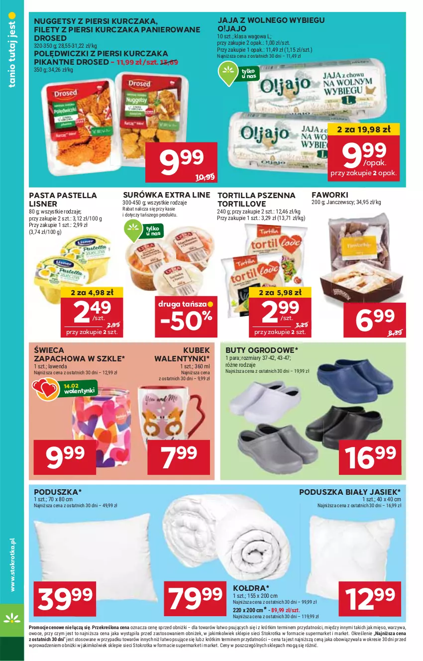 Gazetka promocyjna Stokrotka - Market - ważna 06.02 do 12.02.2025 - strona 12 - produkty: Buty, Buty ogrodowe, Fa, Faworki, HP, Jaja, Jaja z wolnego wybiegu, Kołdra, Kubek, Kurczak, Lisner, Pastella, Poduszka, Surówka, Tortilla