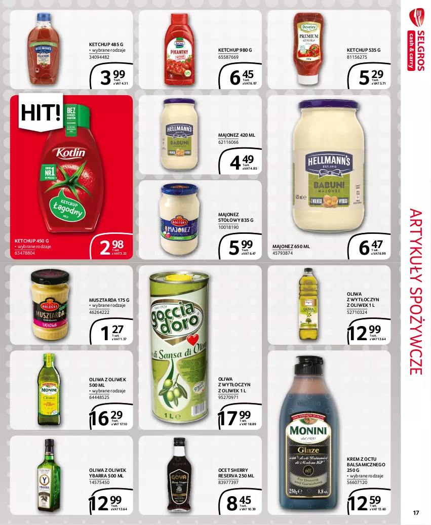 Gazetka promocyjna Selgros - Extra Oferta - ważna 01.09 do 30.09.2021 - strona 17 - produkty: Artykuły spożywcze, Ketchup, Majonez, Mus, Musztarda, Ocet, Oliwa z oliwek, Ser