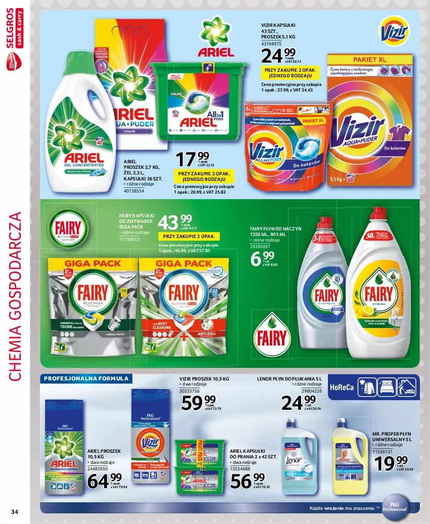 Gazetka promocyjna Selgros - Extra Oferta - ważna 01.09 do 30.09.2021 - strona 34 - produkty: Ariel, Fa, Fairy, Kapsułki do prania, Lenor, Mr. Proper, Płyn do płukania, Vizir