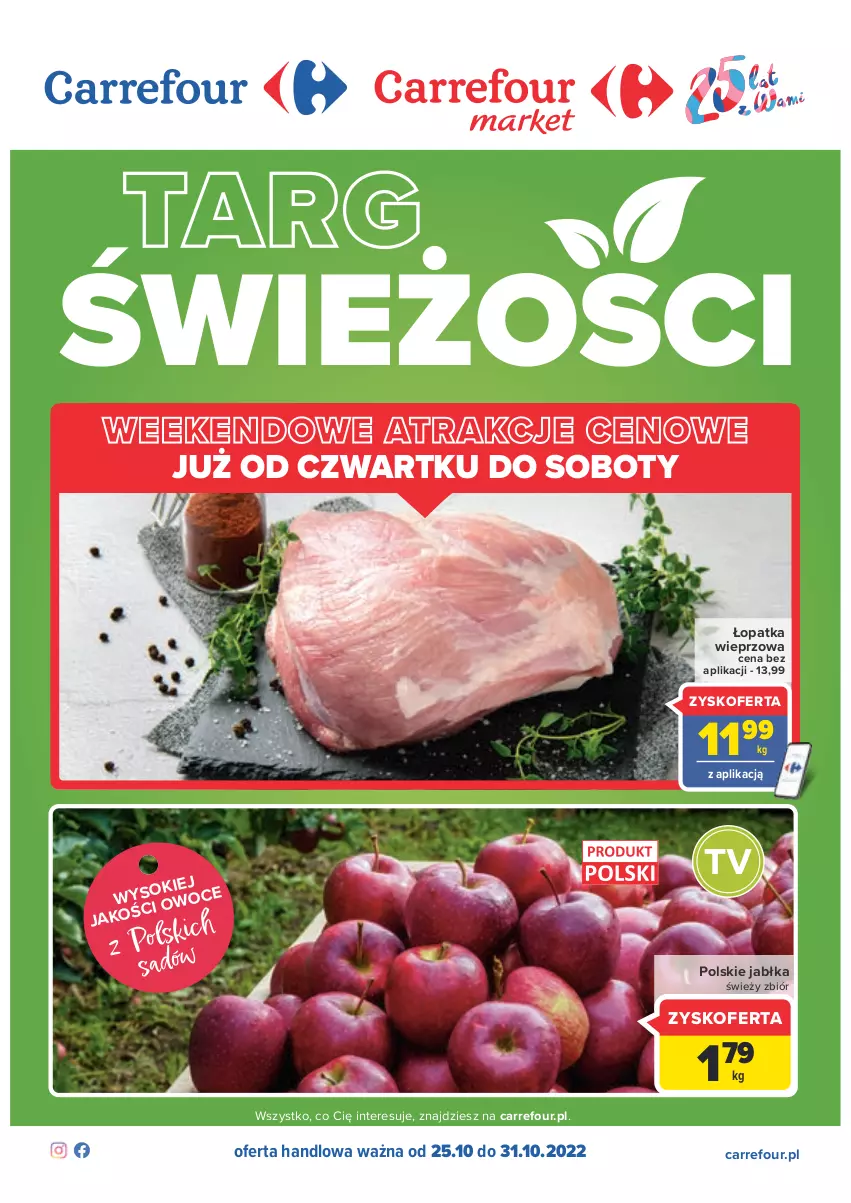 Gazetka promocyjna Carrefour - Gazetka Targ świeżości - ważna 25.10 do 31.10.2022 - strona 1 - produkty: Jabłka