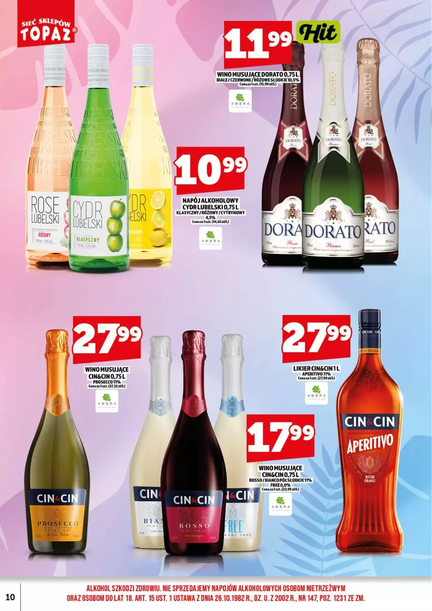 Gazetka promocyjna Topaz - Gazetka - ważna 18.08 do 31.08.2025 - strona 12 - produkty: Likier, Mus, Napój, Prosecco, Wino, Wino musujące