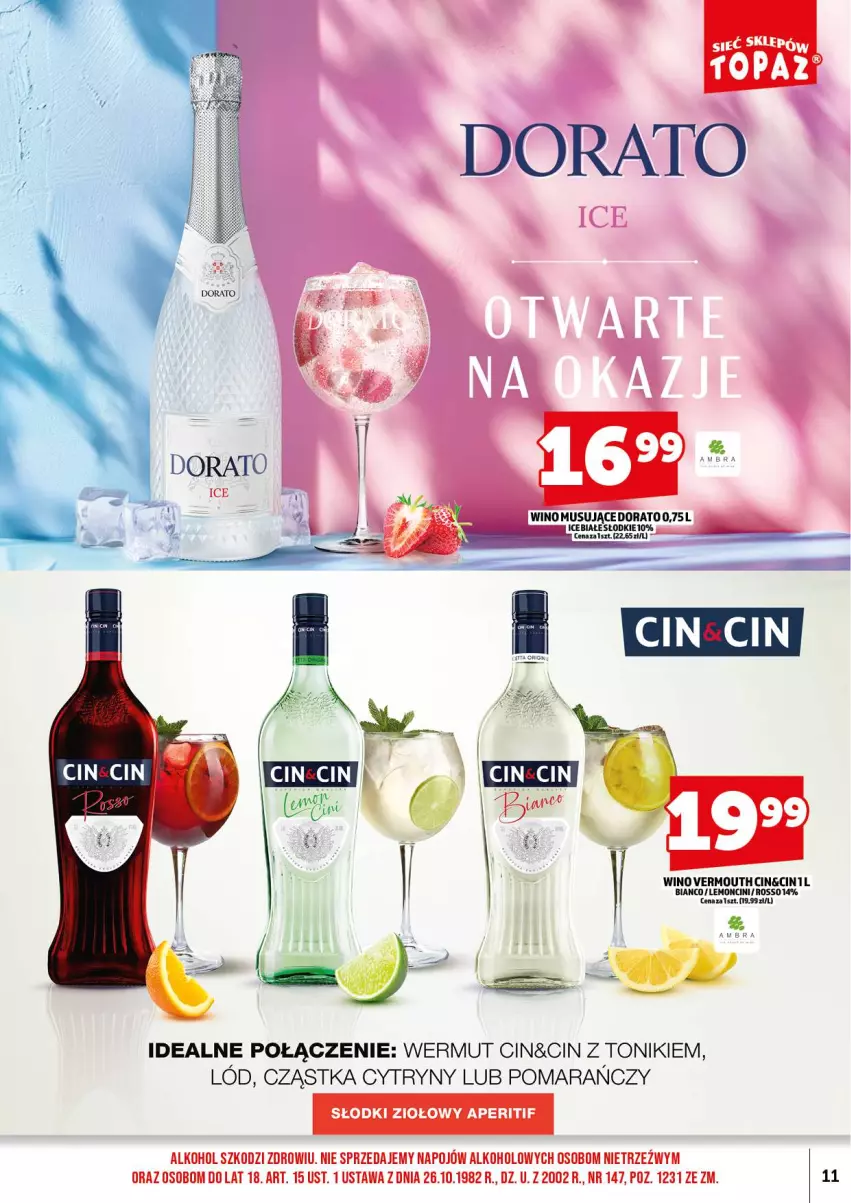 Gazetka promocyjna Topaz - Gazetka - ważna 18.08 do 31.08.2025 - strona 13 - produkty: Cytryny, Kret, Mus, Tonik, Vermouth, Wino, Wino musujące