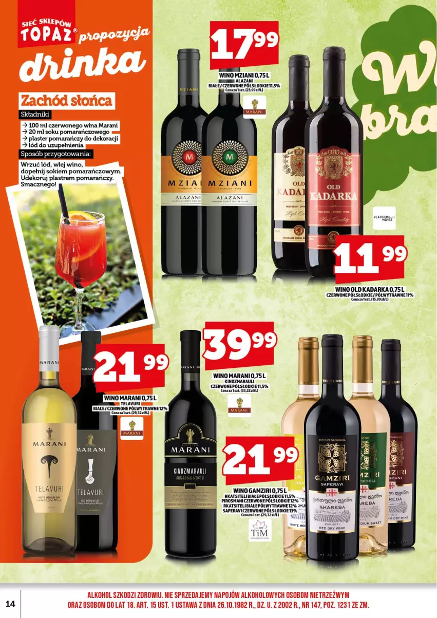 Gazetka promocyjna Topaz - Gazetka - ważna 18.08 do 31.08.2025 - strona 16 - produkty: Sok, Wino