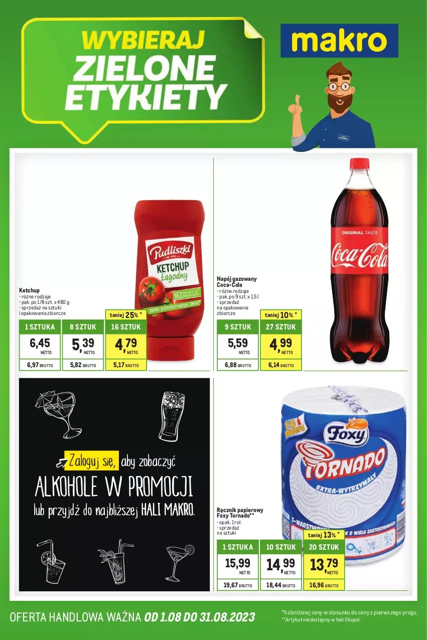 Gazetka promocyjna Makro - Kupujesz więcej płacisz mniej - ważna 01.08 do 31.08.2023 - strona 1 - produkty: Coca-Cola, Foxy, Ketchup, Napój, Napój gazowany, Papier, Ręcznik