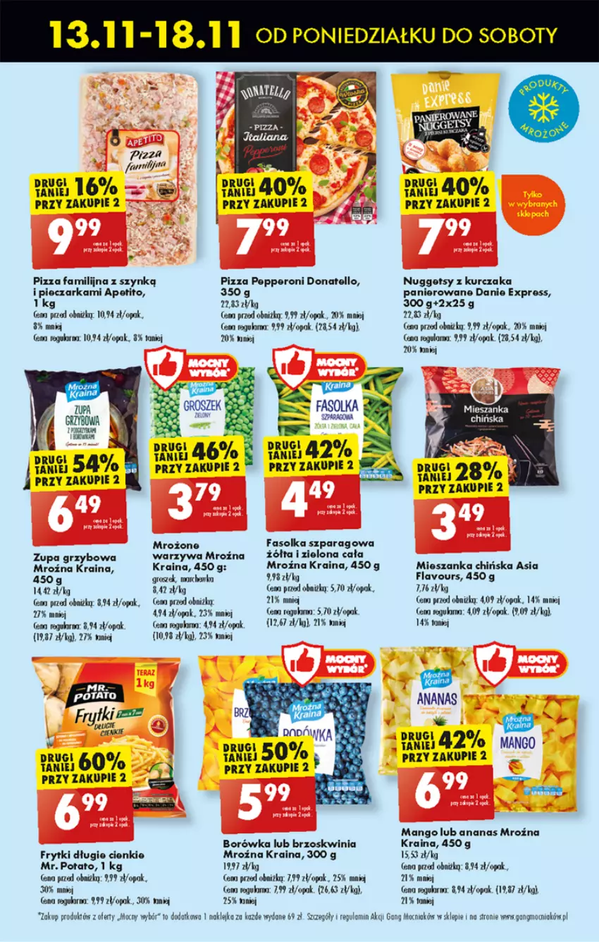 Gazetka promocyjna Biedronka - Od poniedzialku - ważna 13.11 do 18.11.2023 - strona 41 - produkty: Ananas, Borówka, Fa, Frytki, Groszek, Klej, Kurczak, LG, Mango, Piec, Pieczarka, Pizza, Warzywa