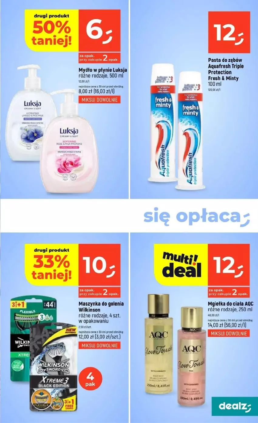 Gazetka promocyjna Dealz - ważna 30.04 do 07.05.2025 - strona 27 - produkty: Fa, Luksja, Maszynka, Maszynka do golenia, Mydło, Mydło w płynie, Pasta do zębów, Szynka