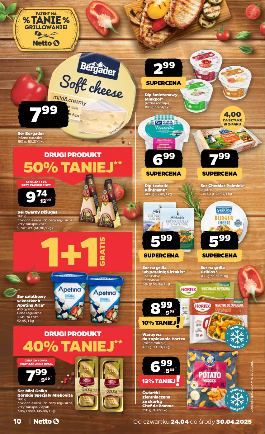 Gazetka promocyjna Netto - Od Czwartku - ważna 24.04 do 30.04.2025 - strona 10 - produkty: Cheddar, Gra, Grill, Hortex, Mleko, Mlekovita, POLMLEK, Sałat, Ser, Warzywa