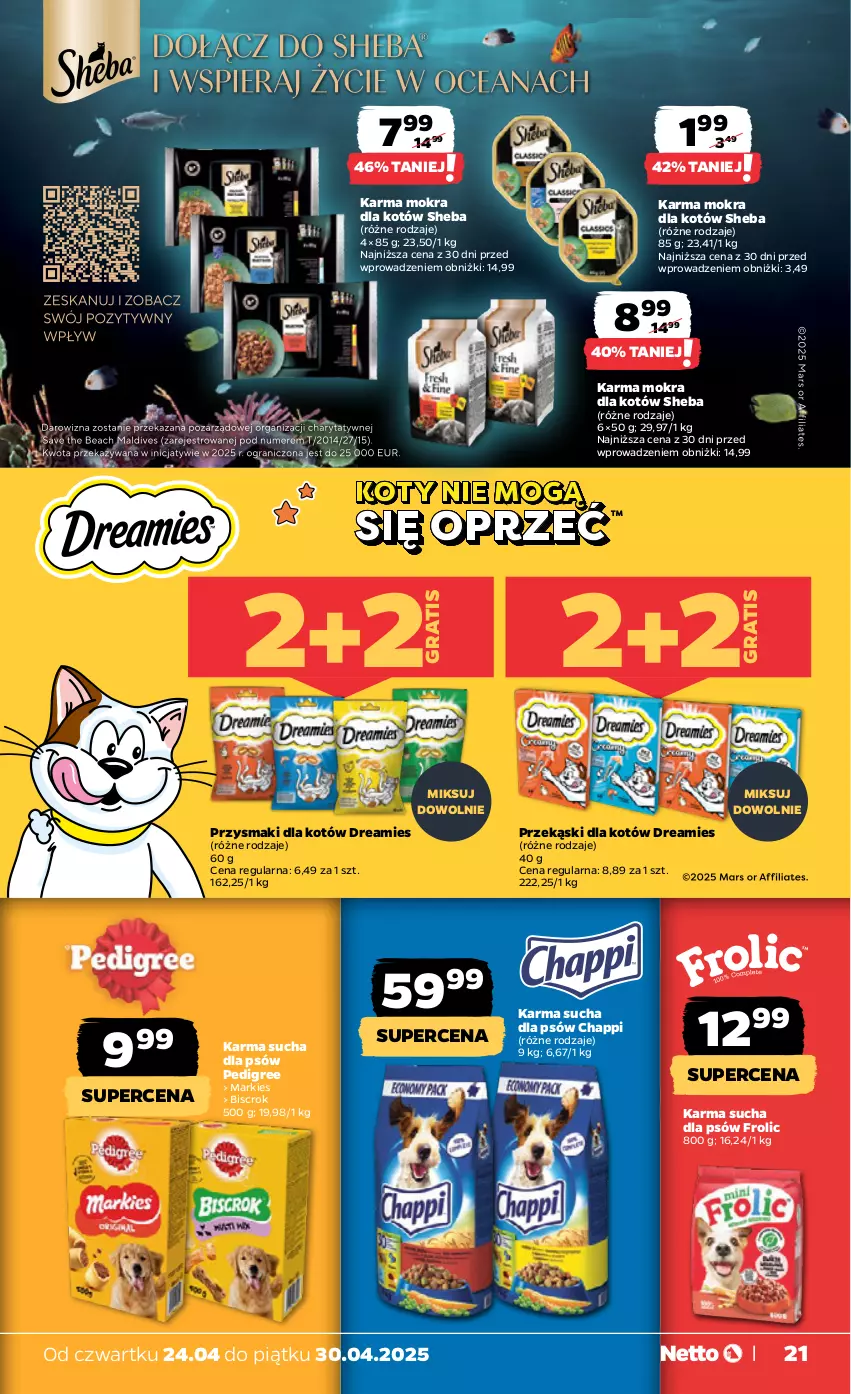 Gazetka promocyjna Netto - Od Czwartku - ważna 24.04 do 30.04.2025 - strona 21 - produkty: Chappi, Gra, Karma mokra dla kotów, Pedigree, Przysmaki, Sheba